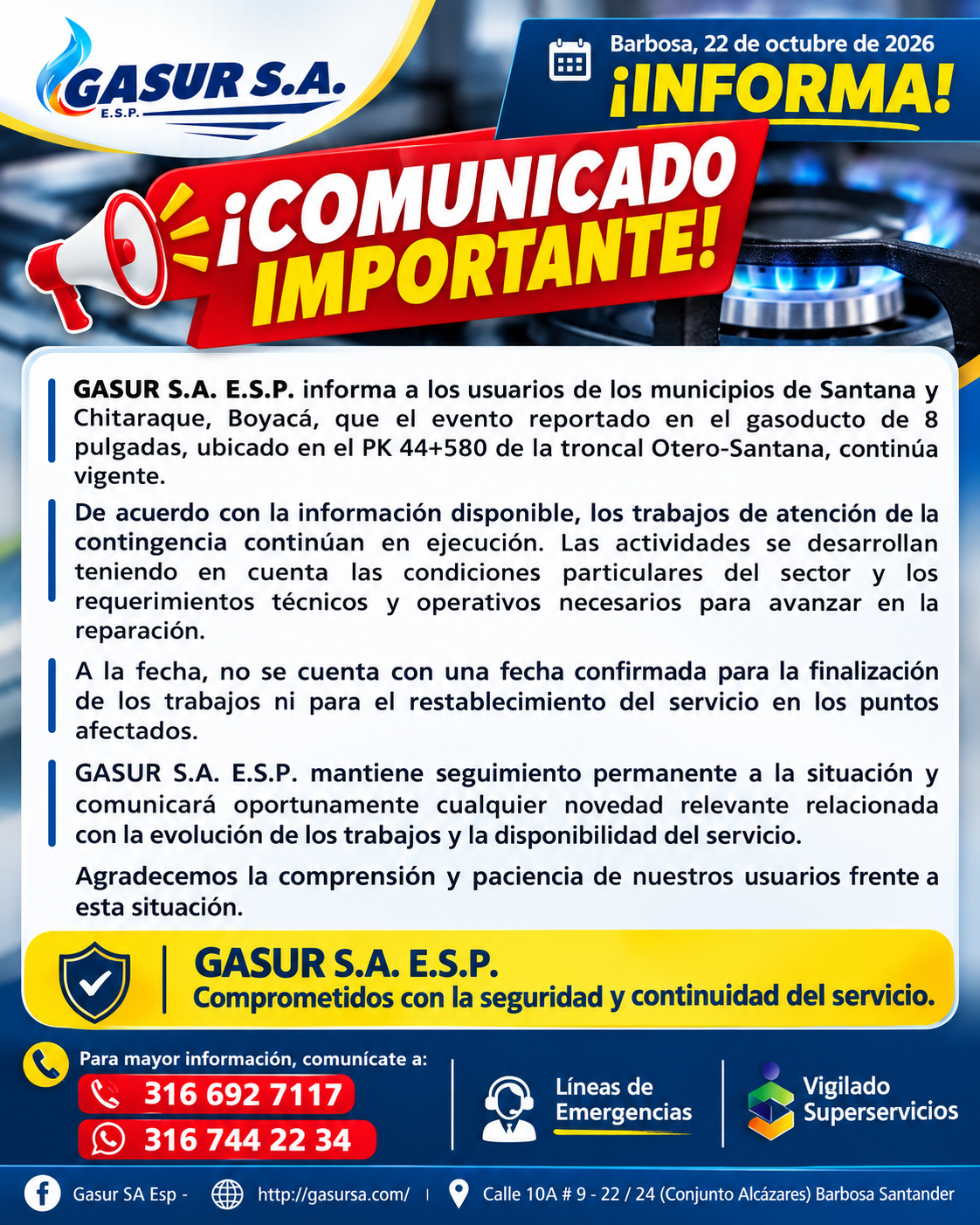 Infografía sobre el fenómeno de El Niño y su impacto en el servicio de gas